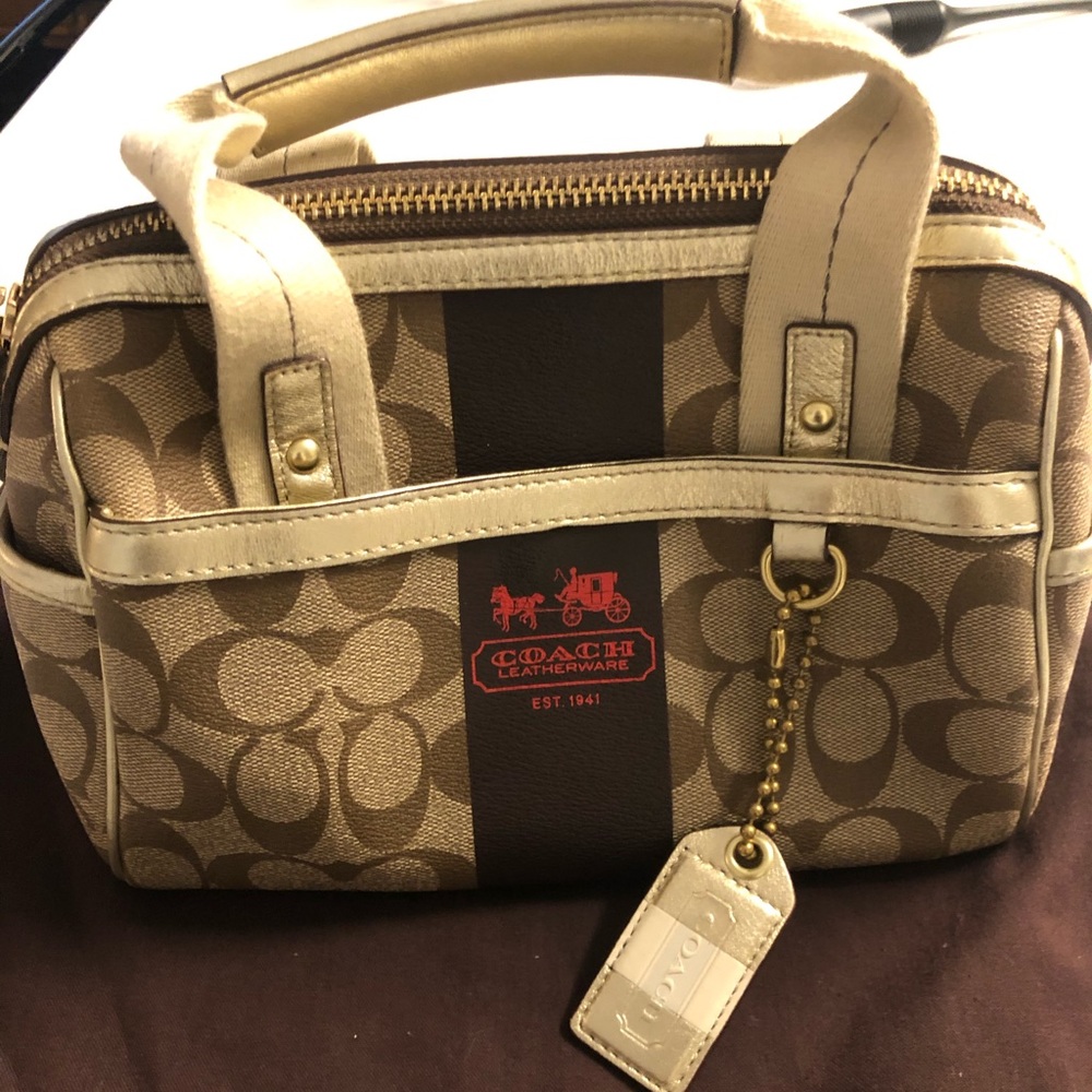 Vintage coach purse with gold accents